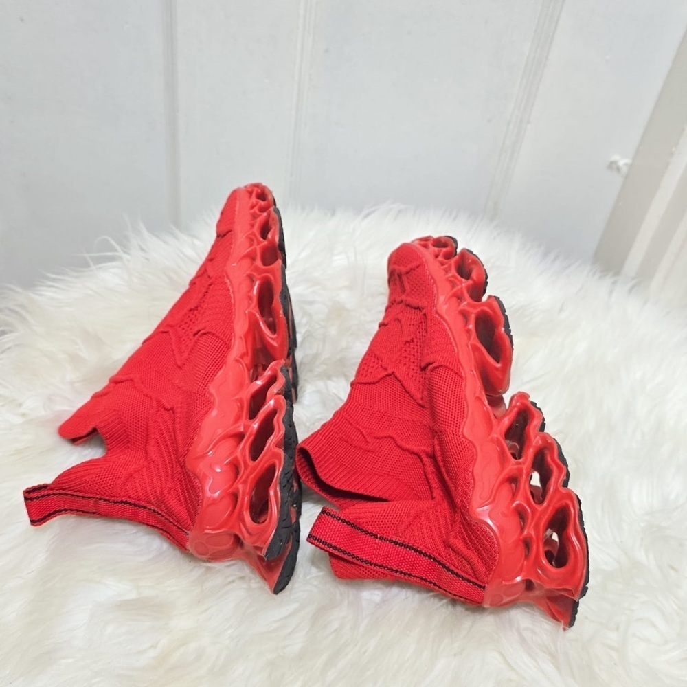 High Fashion Bold Red Knit High-Top Unisex Sneakers🌴✌️ - Picture 6 of 10